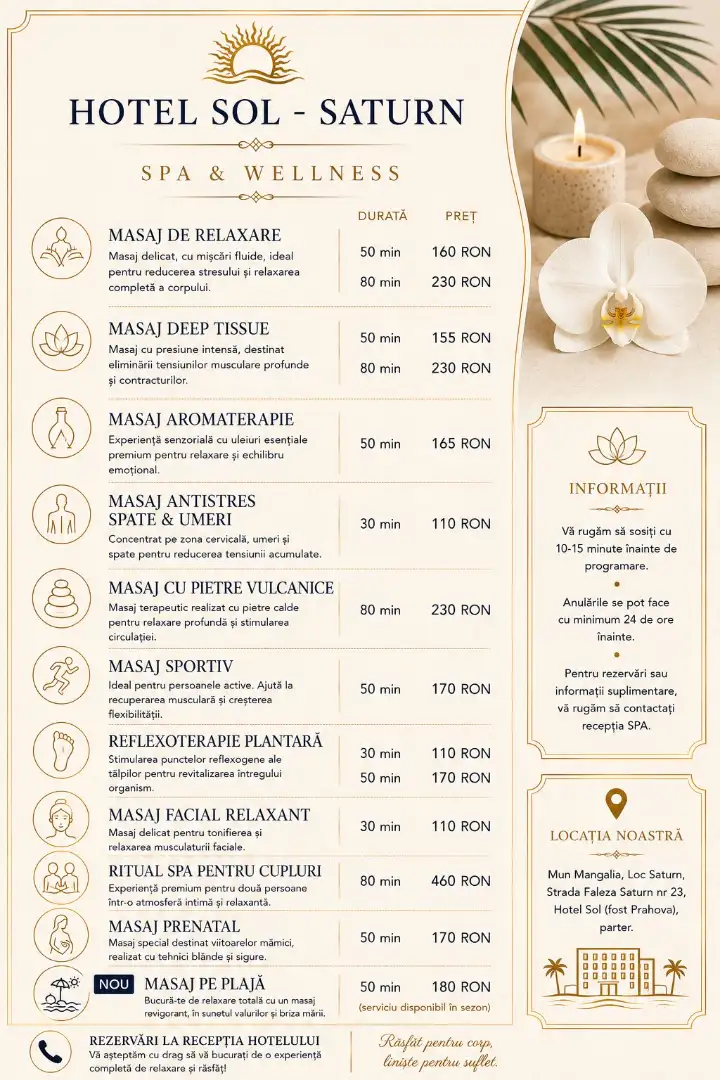 Hotel SOL Saturn - Servicii Masaj